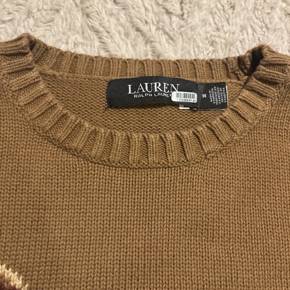 Ralph Lauren Brown Beagle Dog Sweater M - Picture 3 of 5
